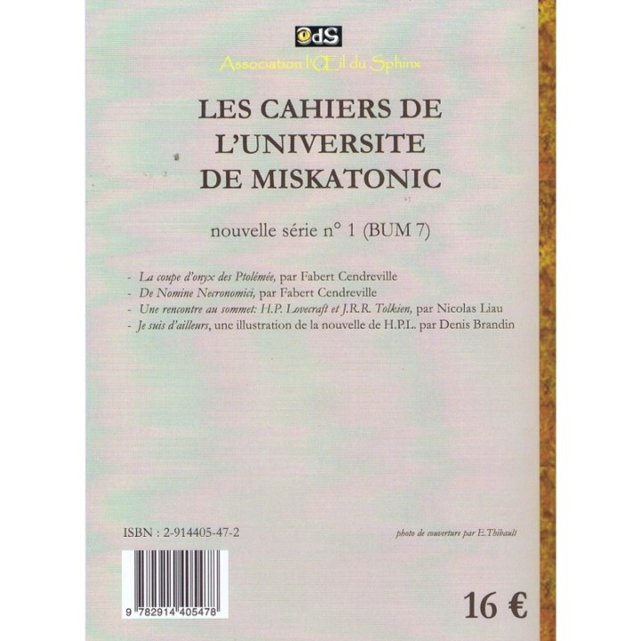 Les Cahiers de l'Université de Miskatonic N°01