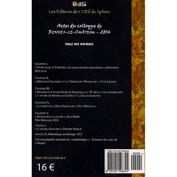 Actes du Colloque d'Études & de Recherches sur Rennes-le-Château 2014