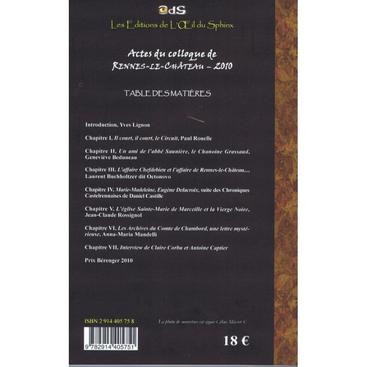 Actes du Colloque d'Études & de Recherches sur Rennes-le-Château 2010