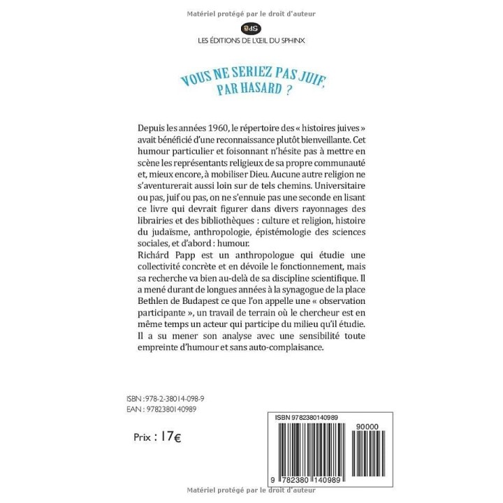 « vous ne seriez pas juif, par hasard ? »: humour et culture dans une communaute juive de budapest