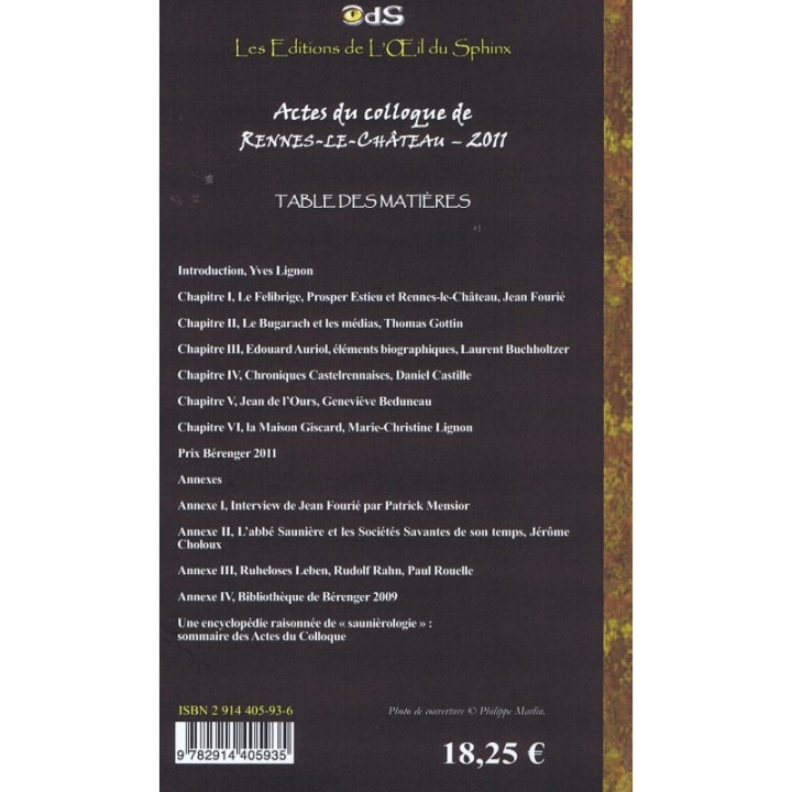 Actes du Colloque d'Études & de Recherches sur Rennes-le-Château 2011